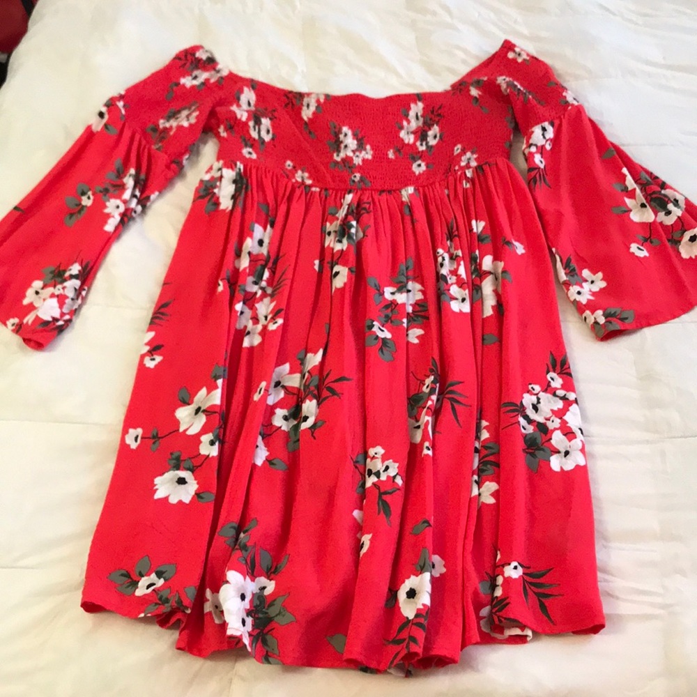 Torrid red floral off the shoulder dress. Size 1.
